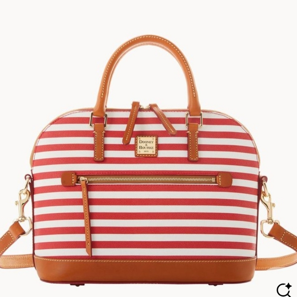 Dooney & Bourke Dome-shape Red and White Striped Satchel